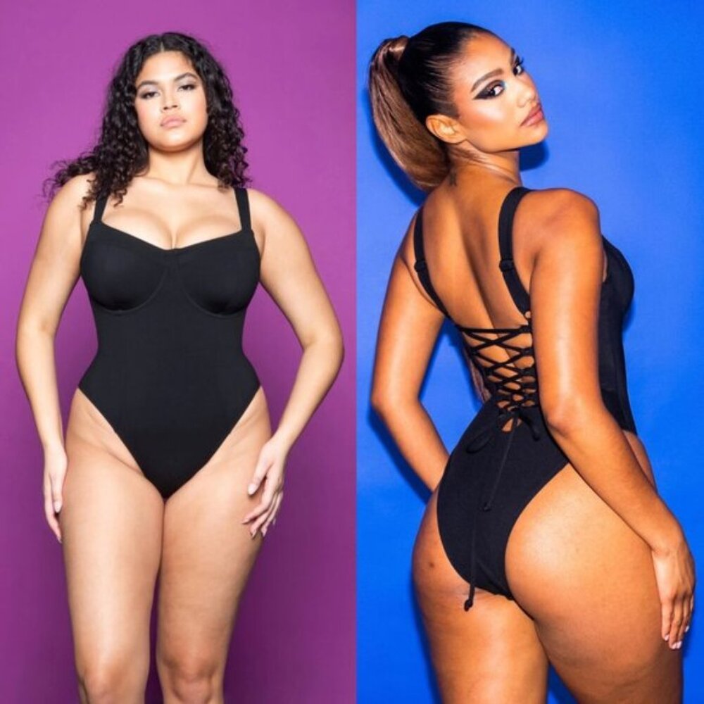 Black Lace-Back One-Piece Swimsuit — Stylish Support